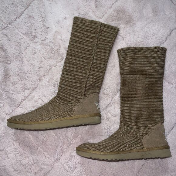 UGG australia tan/brown slouchy sock boot womens size 8 guc foldable - Picture 8 of 8